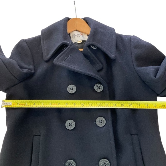 VTG Fox Knapp Mens 36 Black Peacoat Anchor Buttons Quilted Lined Double Breasted - Picture 11 of 13